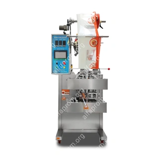 Автоматическая фасовочно-упаковочная машина DXDF-320RH-E (нерж., 4-х шовн. пакет, 15-100 мл, W пленки 240 мм, насечка, зубч. нож)